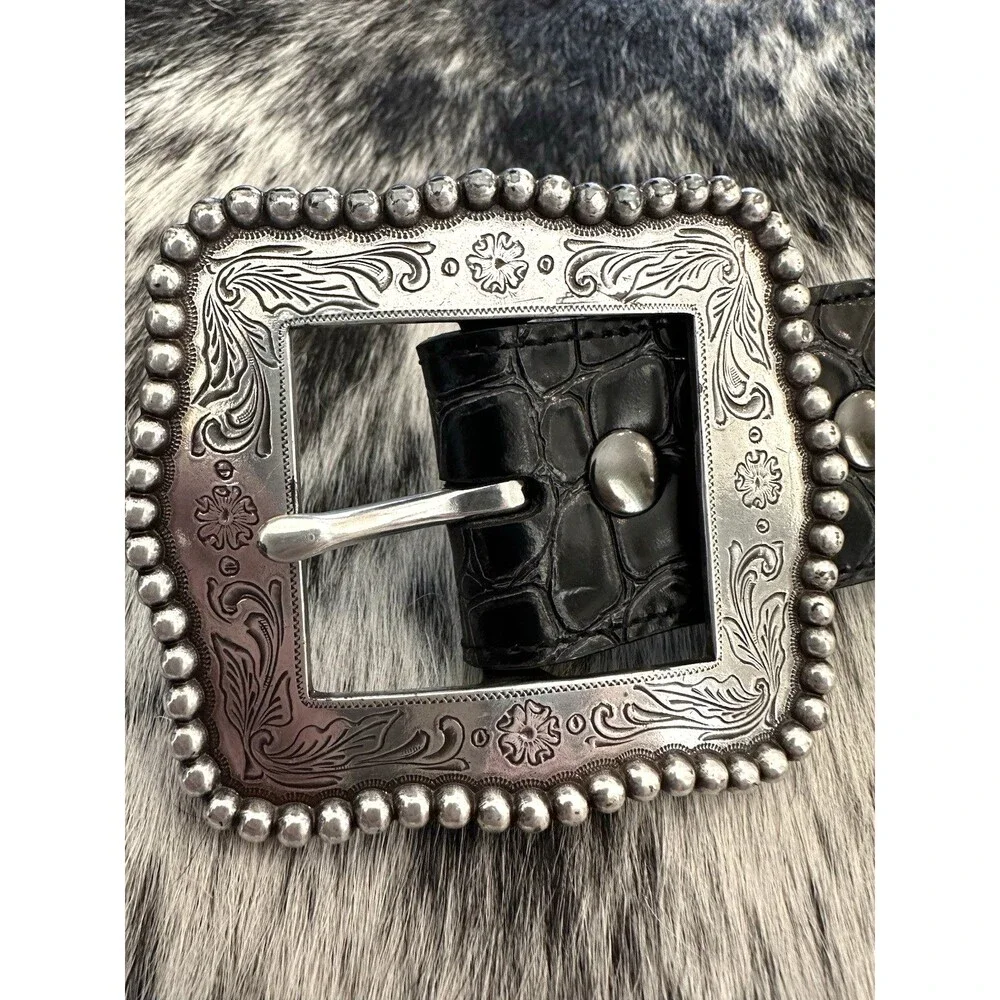 Ariat Genuine Leather Belt Women's Limited Edition Buckle 2007 Zebra Studs Sz 38